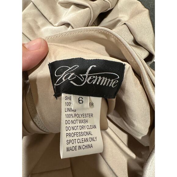 La Femme Evening Mother of the Bride Gown Nude 6 NWT 29805 Pleated Jersey Skirt - Picture 12 of 16